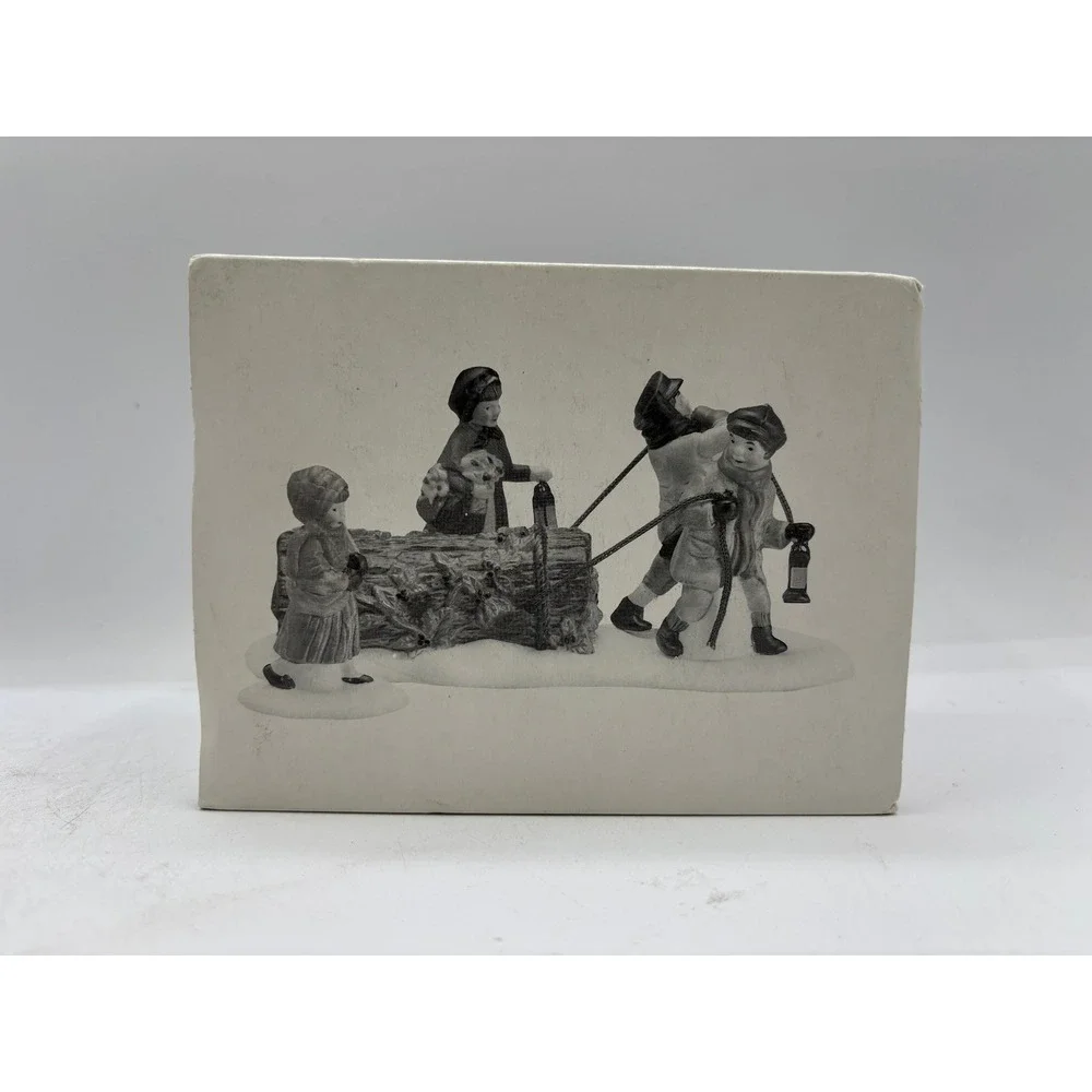 Department 56 1991 Vintage HVC Bringing Home the Yule Log Set of 3 5558-1 EUC
